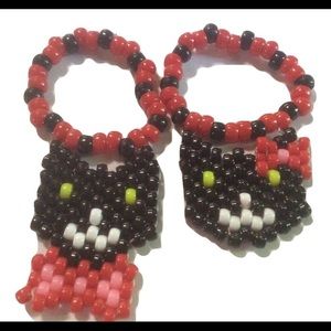 Black/Red Rave Kitty’s n Single Kandi Bracelet !!!